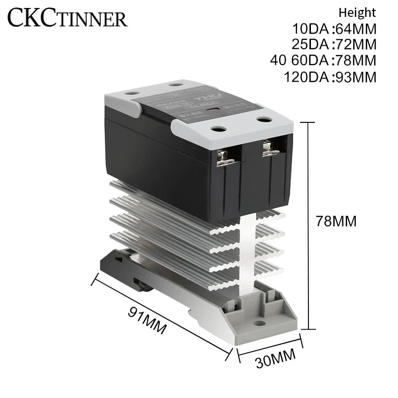 Din Rail Solid State Relay SSR 10A–120A with Heat Sink | DC AC Solid State Relay Axl