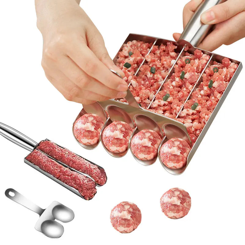 Stainless Steel Meatball Maker with Cutting Spade | 2/4 Scoop Meatball Maker Tool Axl
