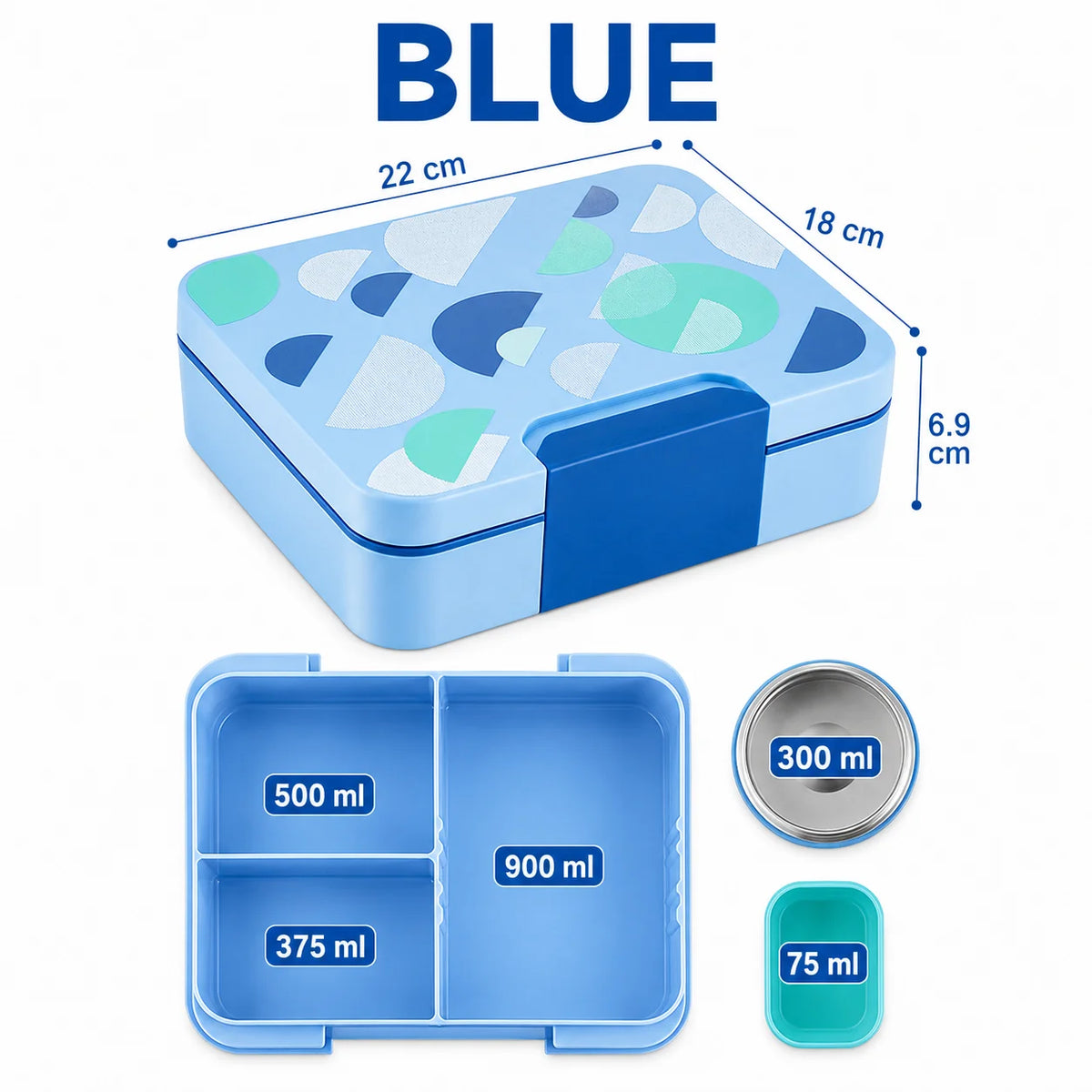 Kids Bento Lunch Box with Insulated Thermos Food Jar Kids Bento Lunch Box Axl Blue