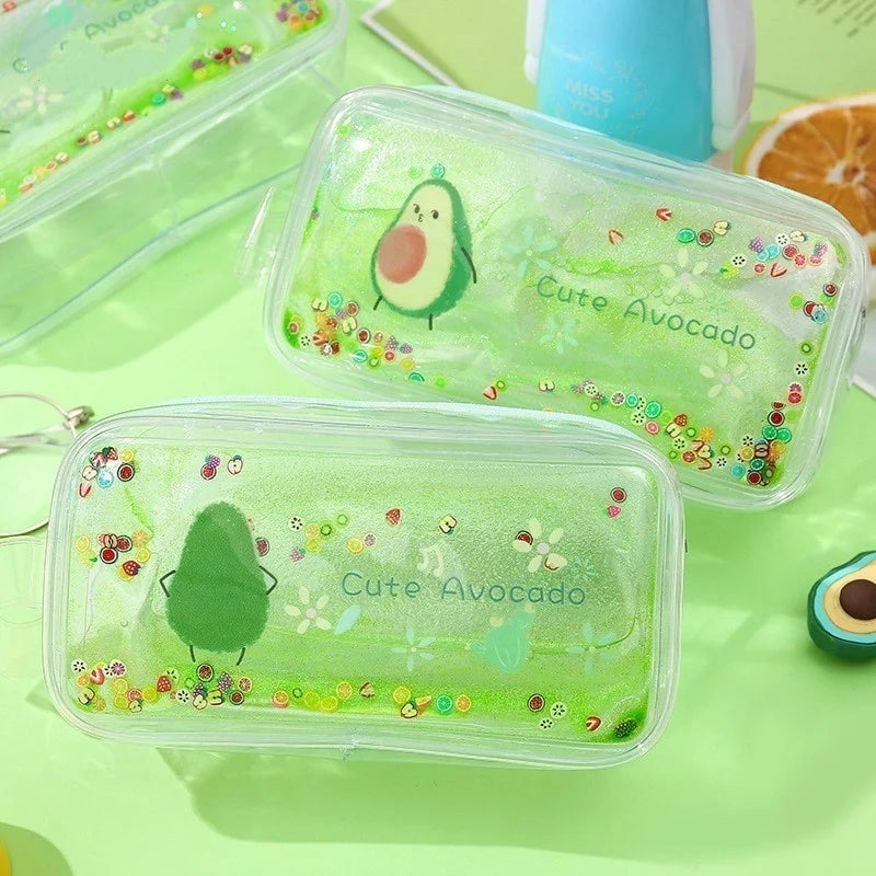 Quicksand Pencil Case – Avocado & Peach Large Capacity PVC Pencil Case Axl