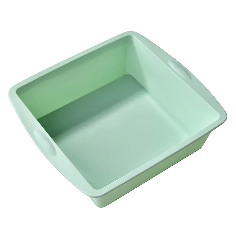 Silicone Square Cake Pan – Non-Stick Brownie Mold, Oven Safe Silicone Baking Pan Axl 1Pc Green