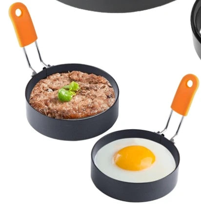 Stainless Steel Egg Ring & Pancake Mold with Silicone Handle Egg Ring Mold Axl 2pcs 9cm orange