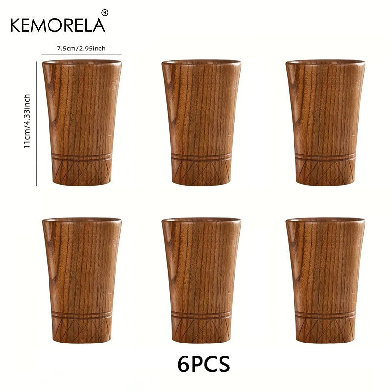 Handmade Natural Wooden Tea Cup – Japan Style Drinkware Wooden Drinkware Cup Axl 6PCS 250ml