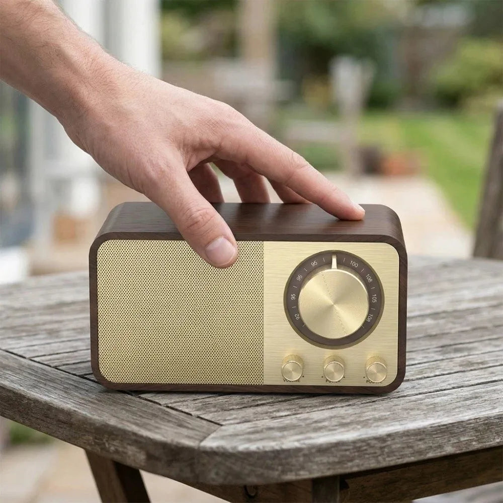 Retro Bluetooth 5.0 Speaker FM Radio Vintage Wood Design Retro Bluetooth Speaker Axl