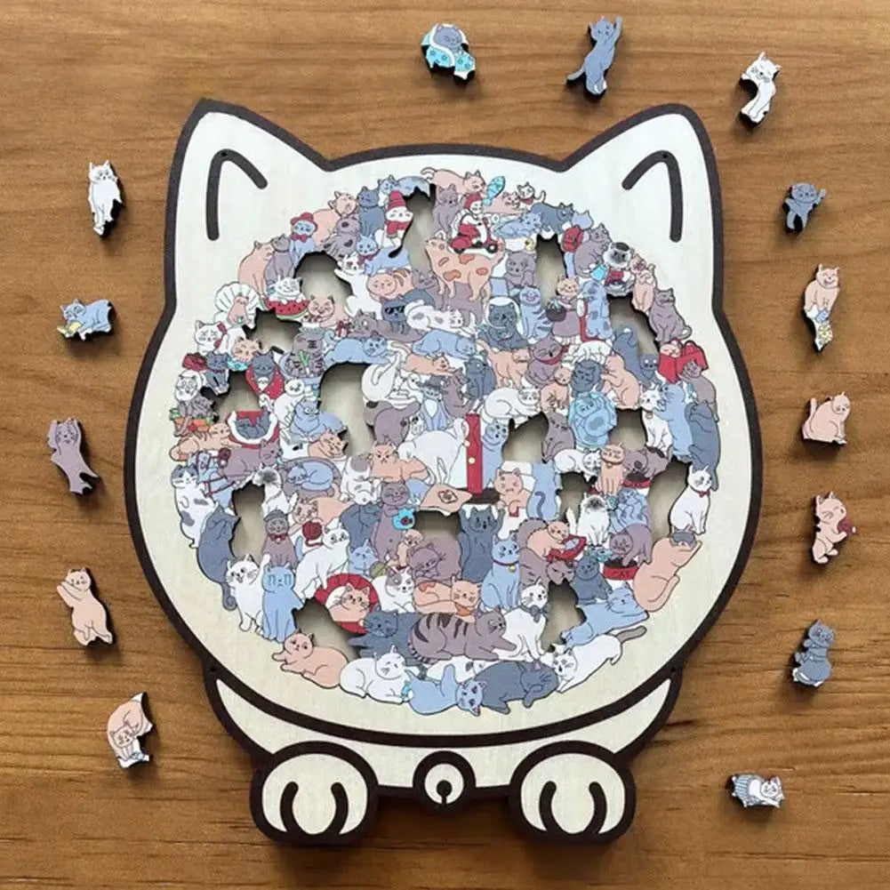 135-Piece Cat Shaped Wooden Jigsaw Puzzle | Morandi Colors Wooden Jigsaw Puzzle Axl