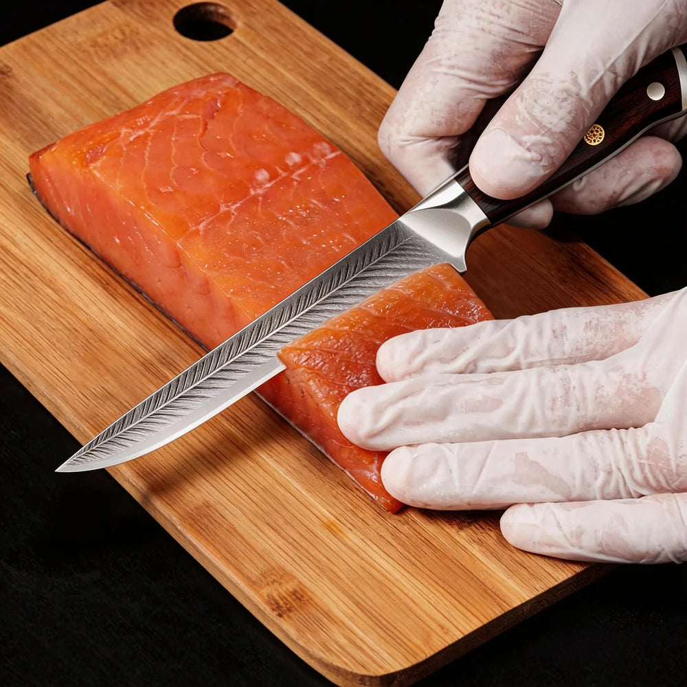 XITUO 5.5" Boning & Fillet Knife – Laser Blade, Wood Handle Boning & Fillet Knife Axl