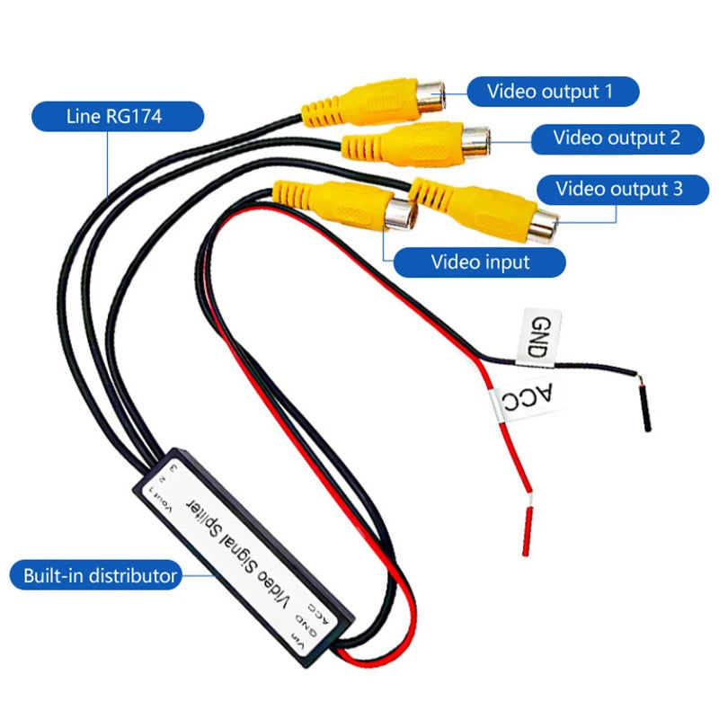 CVBS & AHD 720P Car Video Splitter – 1 In 3 Out Booster Car Video Splitter Axl