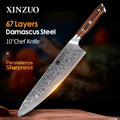 XINZUO 10-Inch Damascus Chef Knife – 67-Layer Rosewood Handle Damascus Chef Knife Axl 10 inch