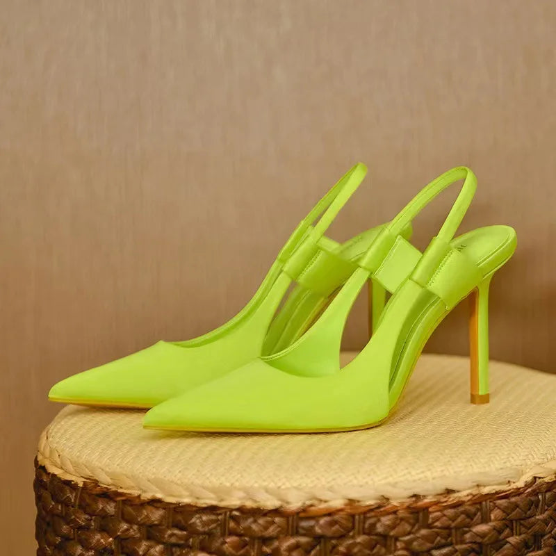 YBQJOO Slingback Stiletto Pumps | Pointed Toe High Heels Women Stiletto Slingback Pumps Axl Yellow (9cm) 36