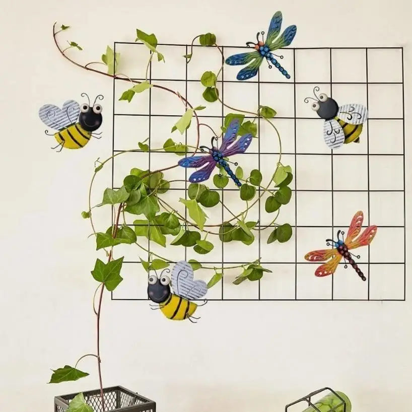 3D Metal Dragonfly & Bee Wall Art – Colorful Garden Sculpture Garden Wall Sculpture Axl