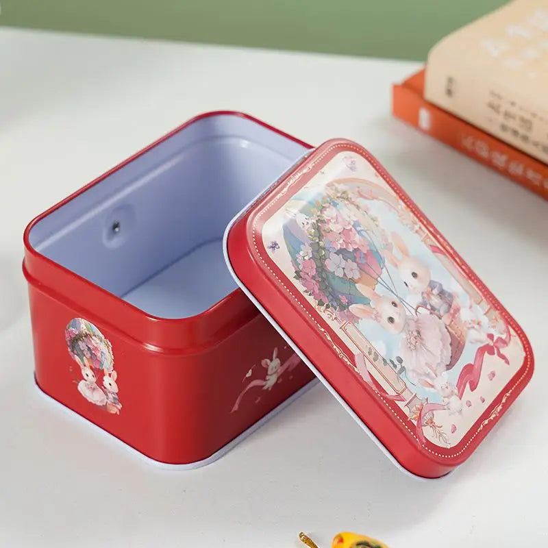 Vintage Tin Candy Box with Handle – Metal Storage Container Tin Storage Box Axl