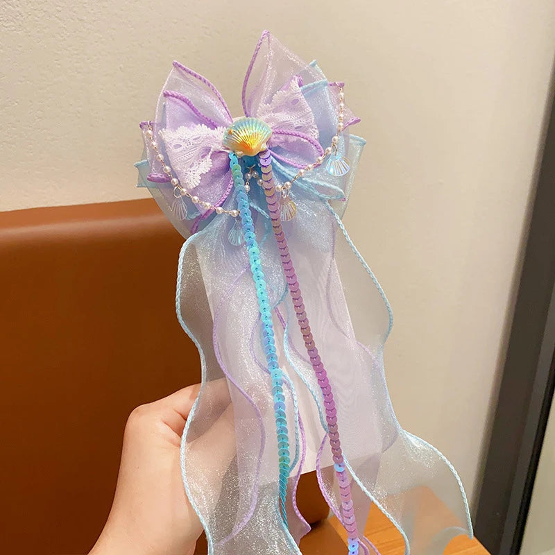 Mermaid Princess Bow Hair Clip – Girls Braided Hair Accessory Hair Clip Accessory Axl N3