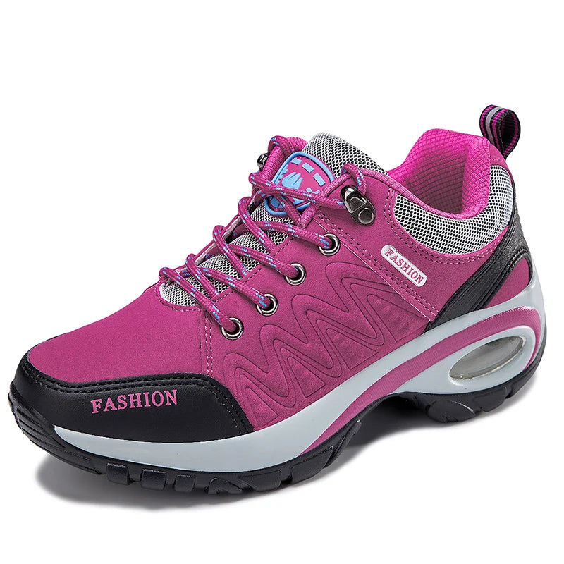 Women's Platform Hiking Sneakers – Non-Slip Low Top Sport Shoes Women's Hiking Sneakers Axl Red 41