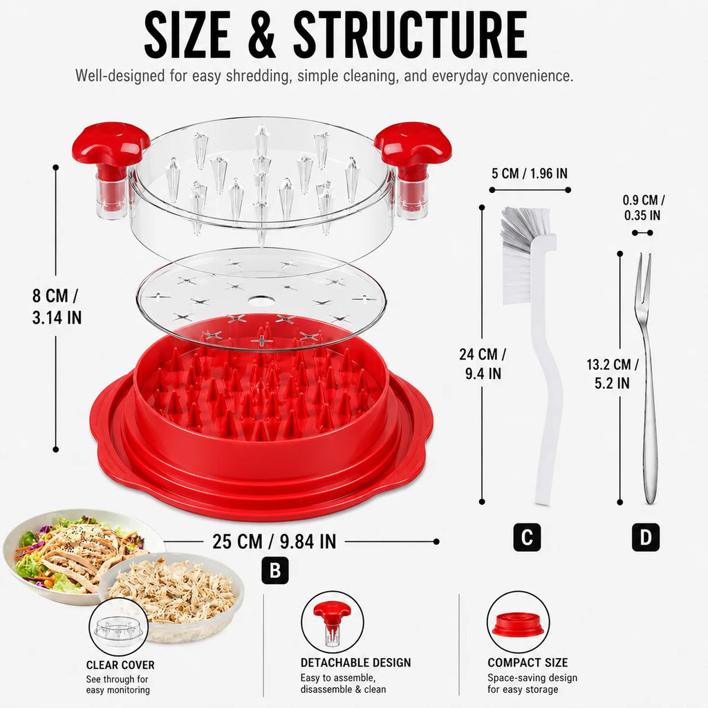 3-Piece Chicken Meat Shredder Set with Silicone Mat & Fork Meat Shredder Tool Axl