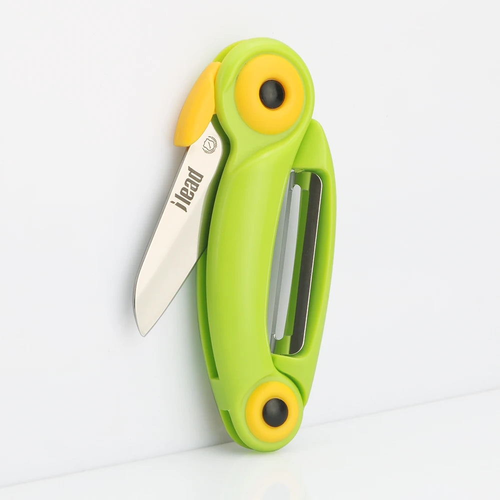 XUAN FENG 2-in-1 Folding Fruit Knife & Peeler | Camping Folding Fruit Knife Axl green