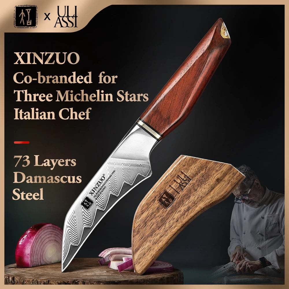 XINZUO 73-Layer Damascus Paring Knife – Rosewood Handle Damascus Paring Knife Axl China Mainland