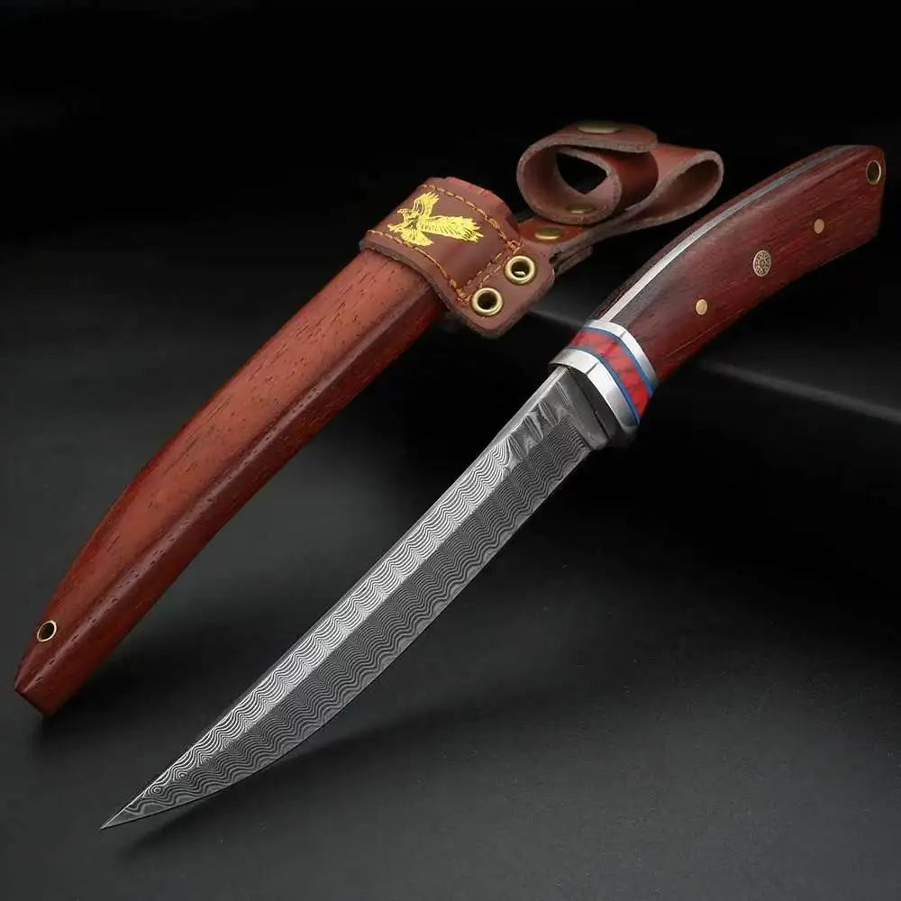 Damascus Steel Chef Knife – Fixed Blade Kitchen & BBQ Knife Damascus Chef Knife Axl