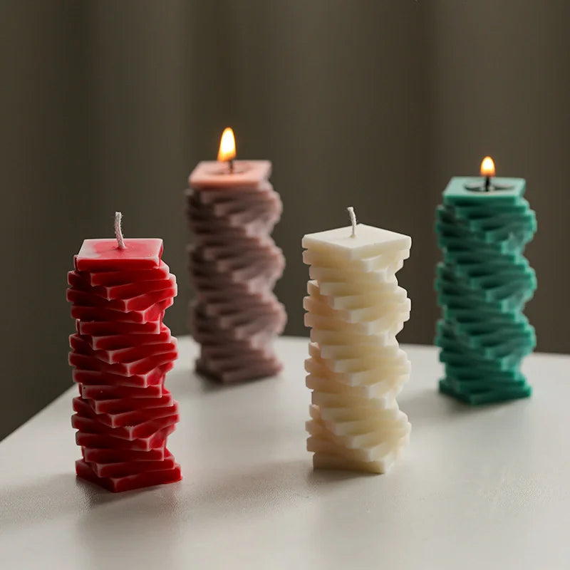 3D Spiral Square Column Silicone Candle & Soap Mold – DIY Silicone Craft Mold Axl