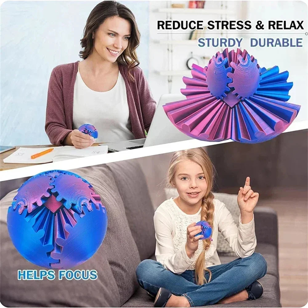 3D Printed Gear Ball Fidget Spin Toy – Desk Toy for Kids & Adults Fidget Spin Toy Axl