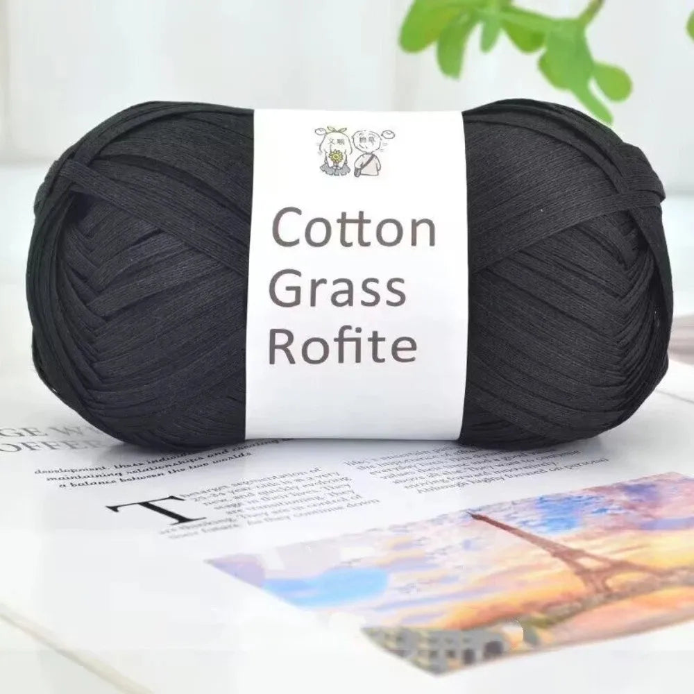 102M Multicolor Raffia Yarn for Crochet, Knitting & DIY Crafts Craft Yarn Axl Black