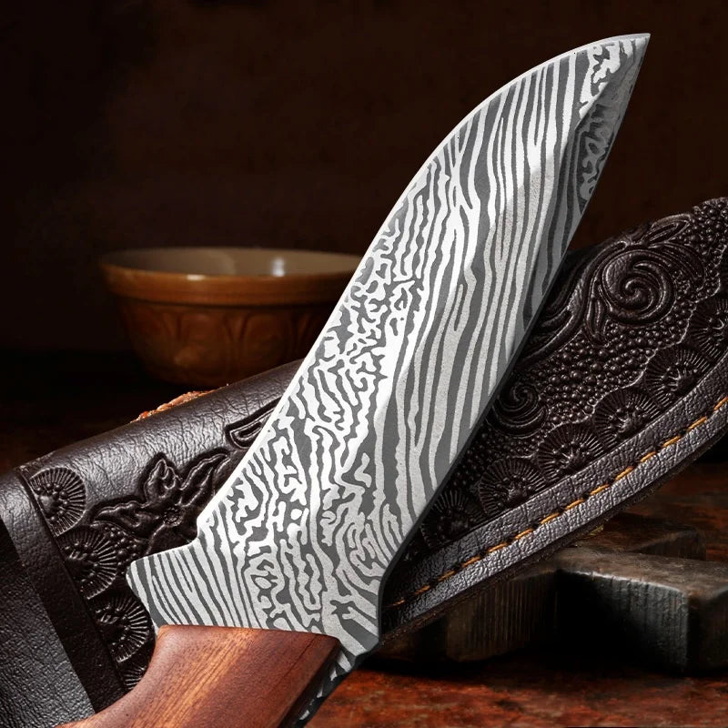 Damascus Pattern Kitchen Knife – D2 Steel Multi-Purpose Boning Multi-Purpose Kitchen Knife Axl