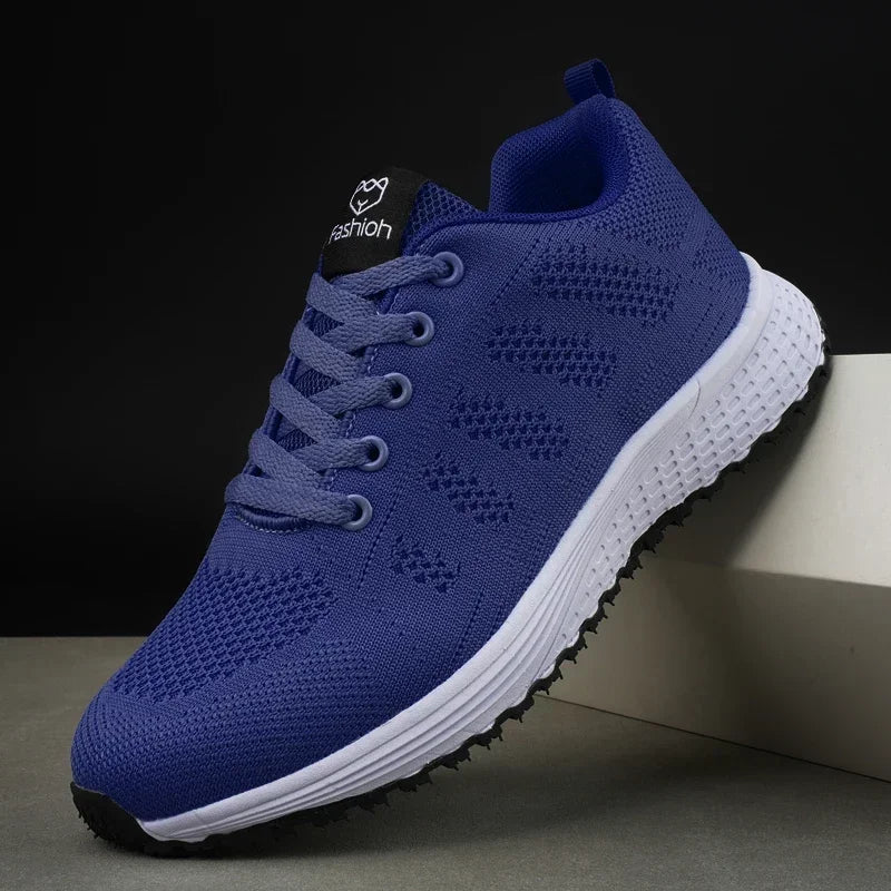 Women's Breathable Knit Mesh Sneakers – Flat Lace-Up Casual Women's Sneakers Axl