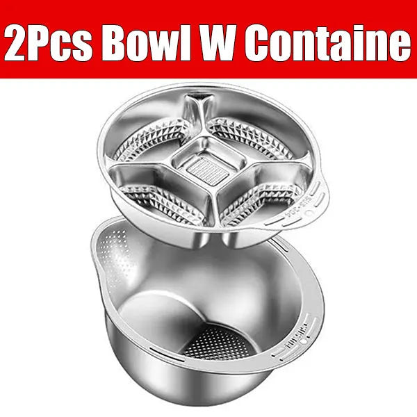 Stainless Steel Colander Set – Rice Washing Bowl & Grater Kitchen Colander Set Axl 2Pcs Bowl W Containe