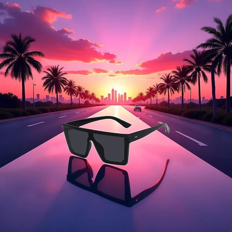 Vintage Oversized Square Sunglasses UV400 Unisex Flat Top Fashion Sunglasses Axl