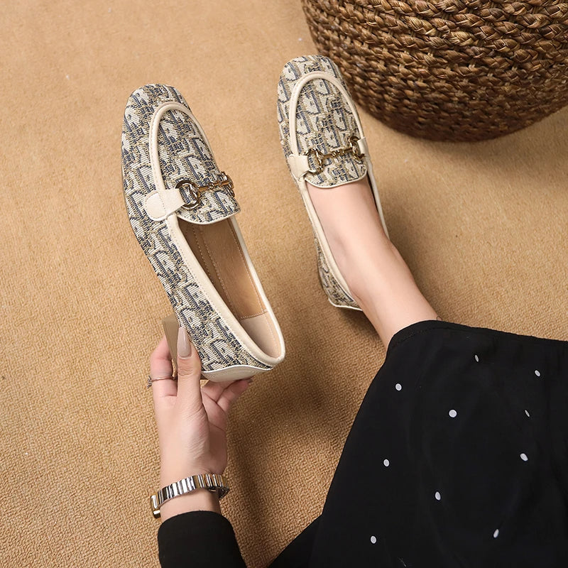 Women's Monogram Bow Loafers – Jacquard Slip-On Dress Shoes Slip-On Loafers Axl