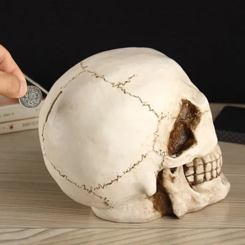 Skull Piggy Bank for Adults – Large Resin Coin & Cash Box Gift Decorative Piggy Bank Axl