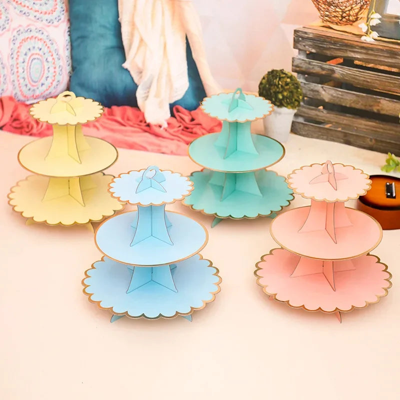 3-Layer Disposable Paper Cupcake & Dessert Stand for Parties Cupcake Dessert Stand Axl