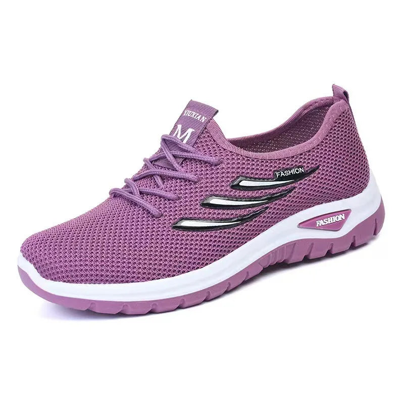 Women's Mesh Platform Sneakers – Breathable Lace-Up Plus Size Platform Sneakers Axl PURPLE 38