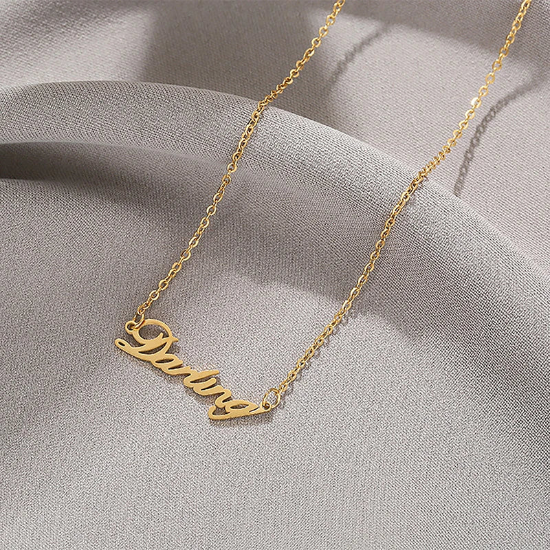 Women's Gold Letter Pendant Titanium Steel Necklace | Initial Initial Pendant Necklace Axl