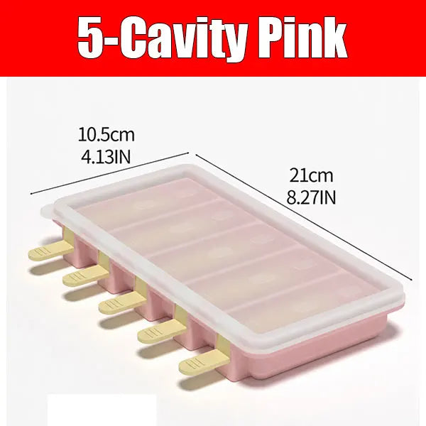 12-Cavity Silicone Popsicle Molds Set with 50 Sticks | Ice Pop Maker Ice Pop Mold Set Axl 5-Cavity Pink