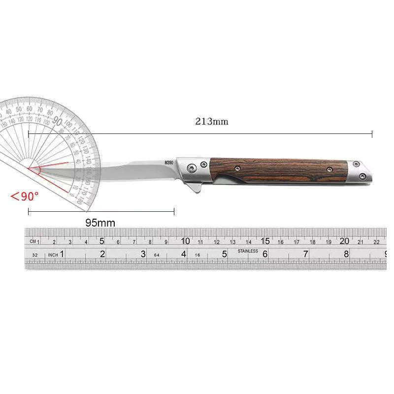 Damascus Pattern Folding Pocket Knife – Wood Handle, Sharp Blade Folding Pocket Knife Axl