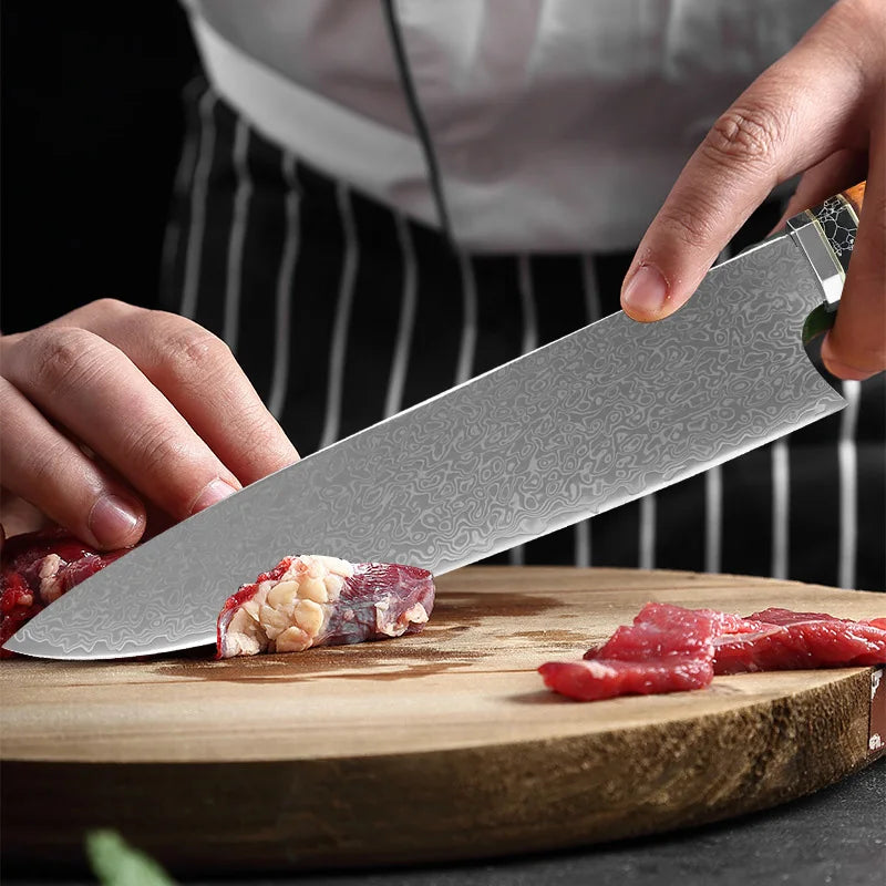 InLeung 67-Layer Damascus VG10 Japanese Chef Knife – 20.5cm Damascus Chef Knife Axl