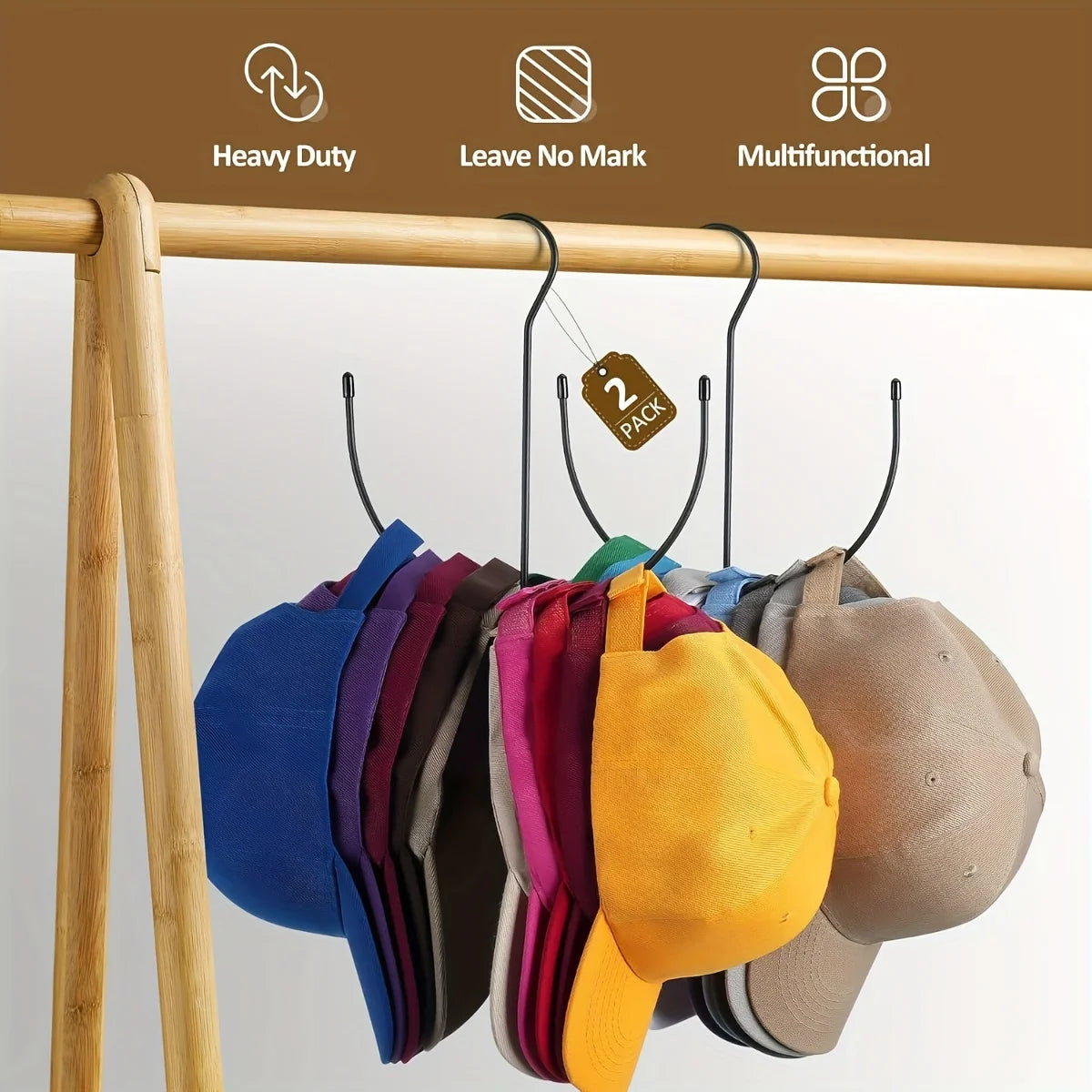 Stainless Steel Hat Rack – Holds 20+ Caps | Closet & Door Hat Rack Axl