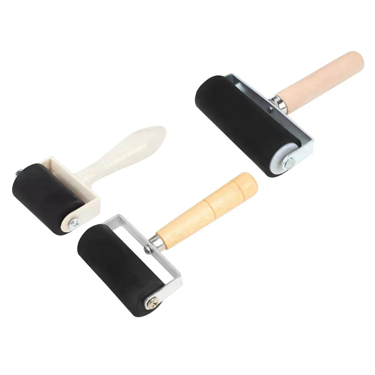 Rubber Ink Roller with Wooden Handle – Art Printing & Stamping Printmaking Roller Axl