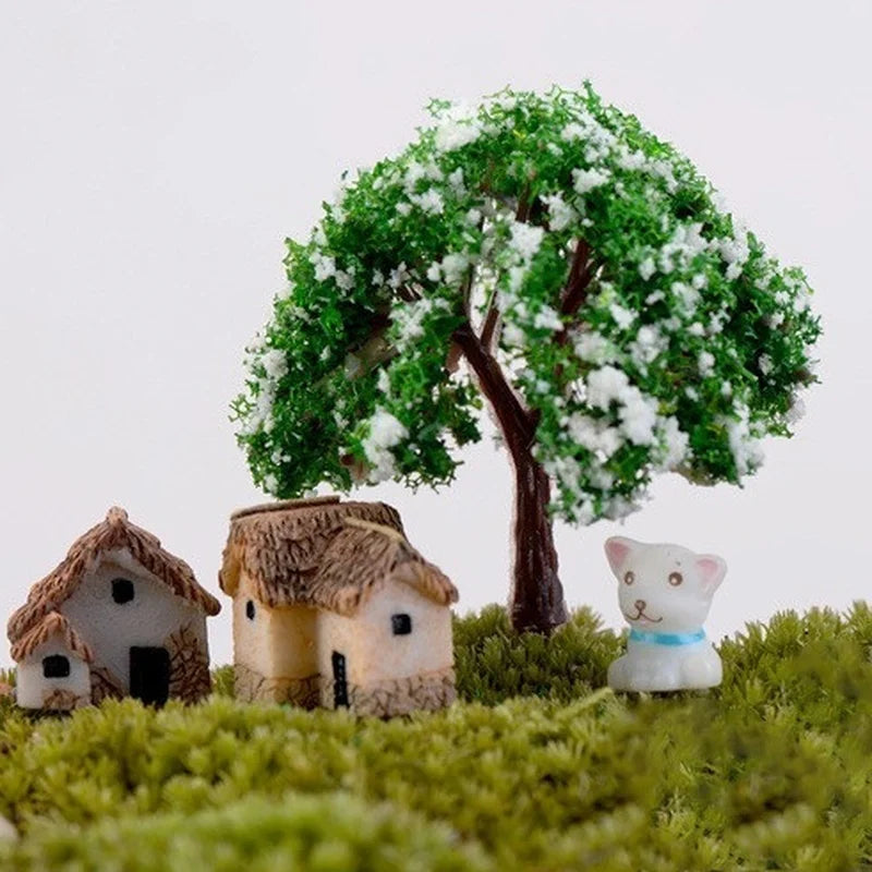 4-Piece Miniature Fairy Garden Figurines – Resin House Statues Miniature Garden Figurines Axl