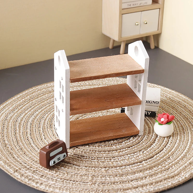 1:12 Dollhouse Miniature Bookshelf Three-Tier Display Rack Dollhouse Miniature Axl