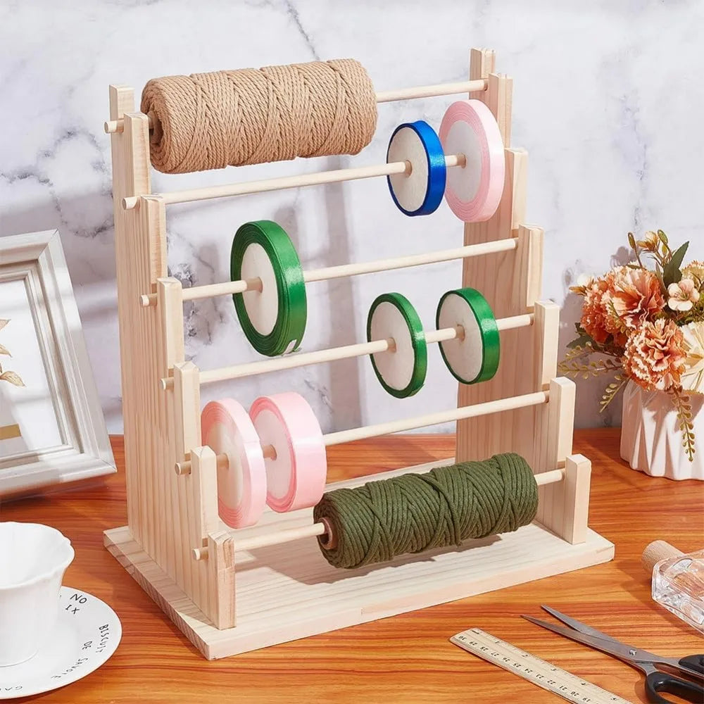 6-Tier Wooden Ribbon Organizer Rack – Craft Storage Shelf Craft Storage Rack Axl