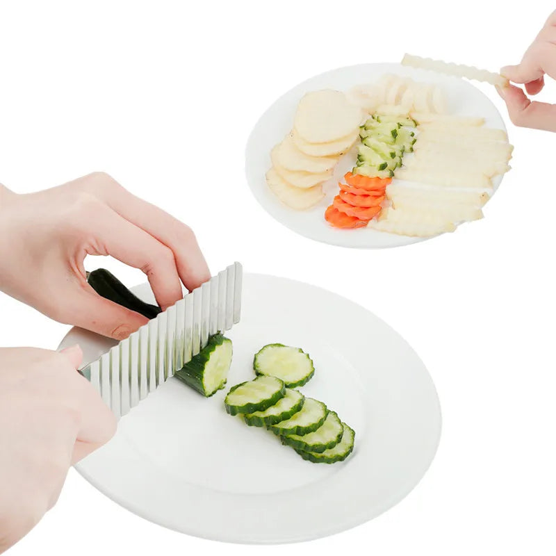 Stainless Steel Crinkle Wavy Slicer – French Fry & Veggie Cutter Vegetable Slicer Axl