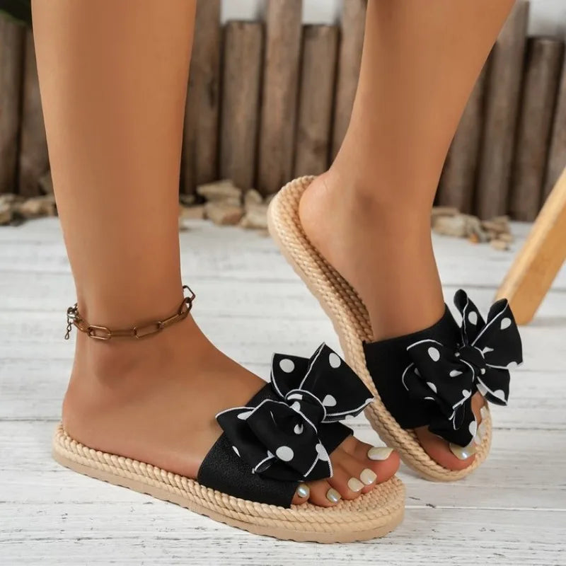 Women's Bow Knot Slide Sandals – Non-Slip Beach Slippers Slide Sandals Axl