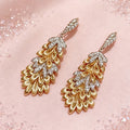 Huitan Two-Tone Leaf Drop Earrings | Cubic Zirconia Wedding Jewelry Drop Earrings Axl E5471