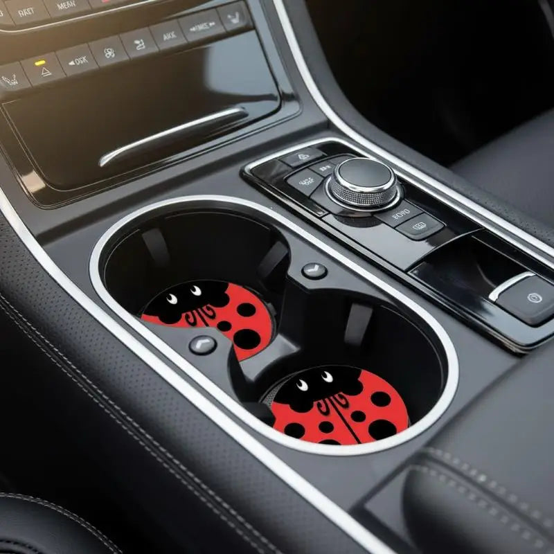 Ladybug Silicone Car Cup Coasters – Non-Slip Set of 2 Silicone Cup Coasters Axl