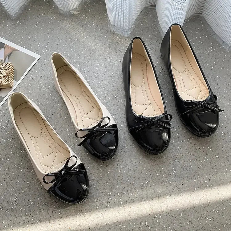 Women's Bow Knot Flat Shoes – Round Toe Slip-On Plus Size Women's Flat Shoes Axl