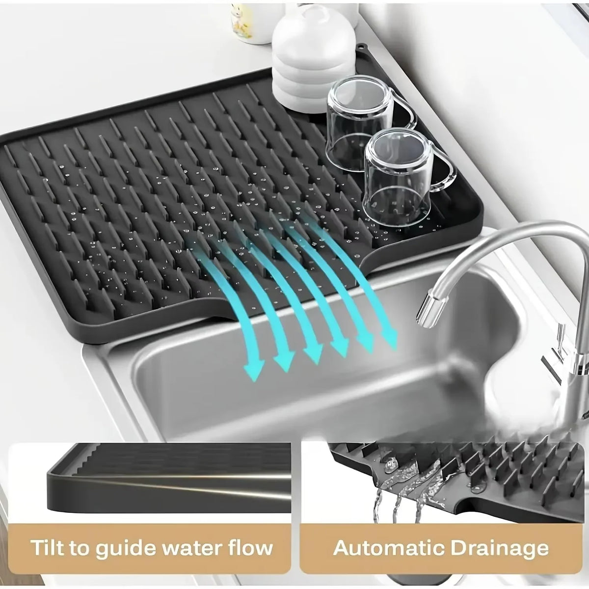 Silicone Drain Mat – Kitchen Sink Dish Drying & Heat Pad Silicone Drain Mat Axl