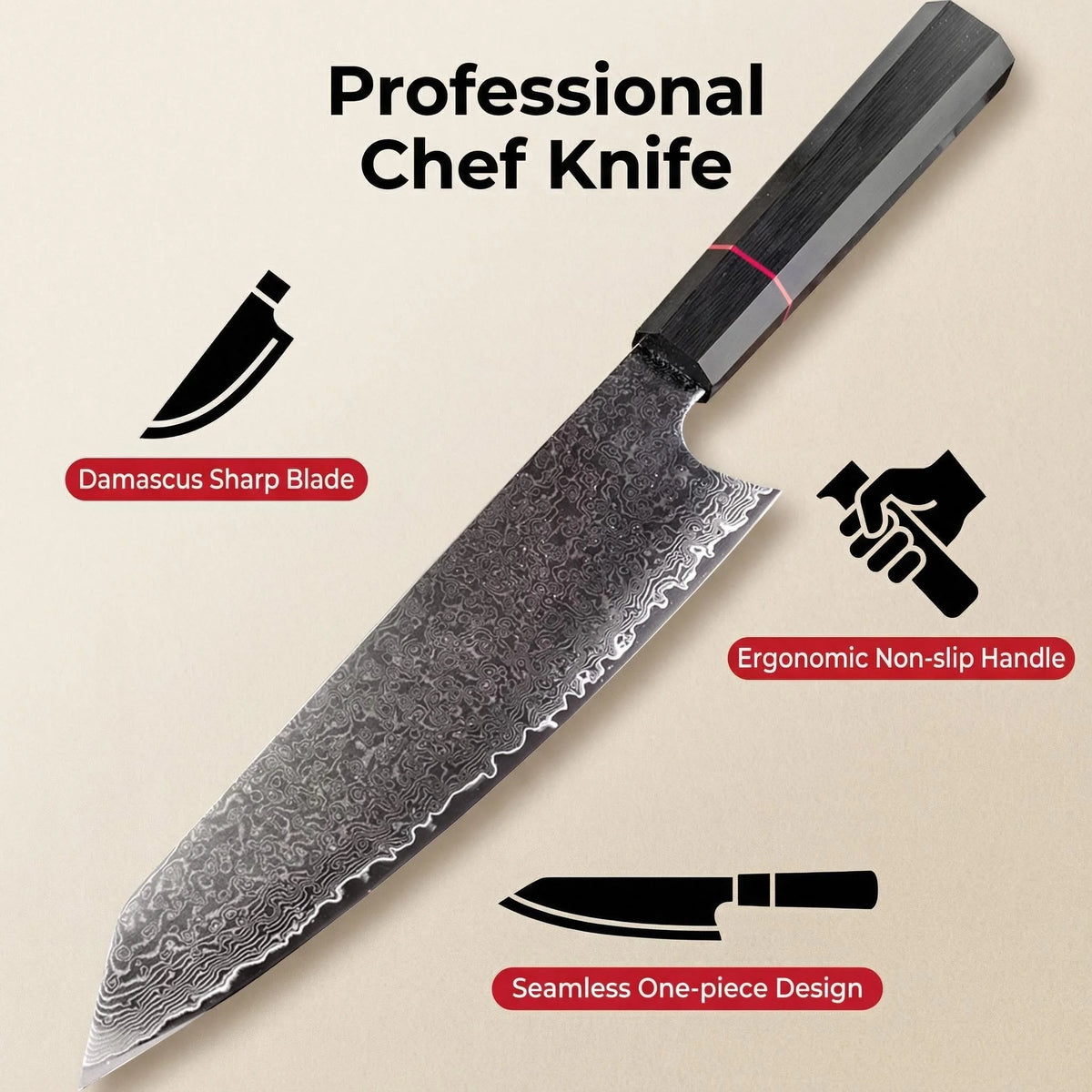 8-Inch 67-Layer Damascus VG10 Chef Knife – Japanese Kitchen Knife Damascus Chef Knife Axl