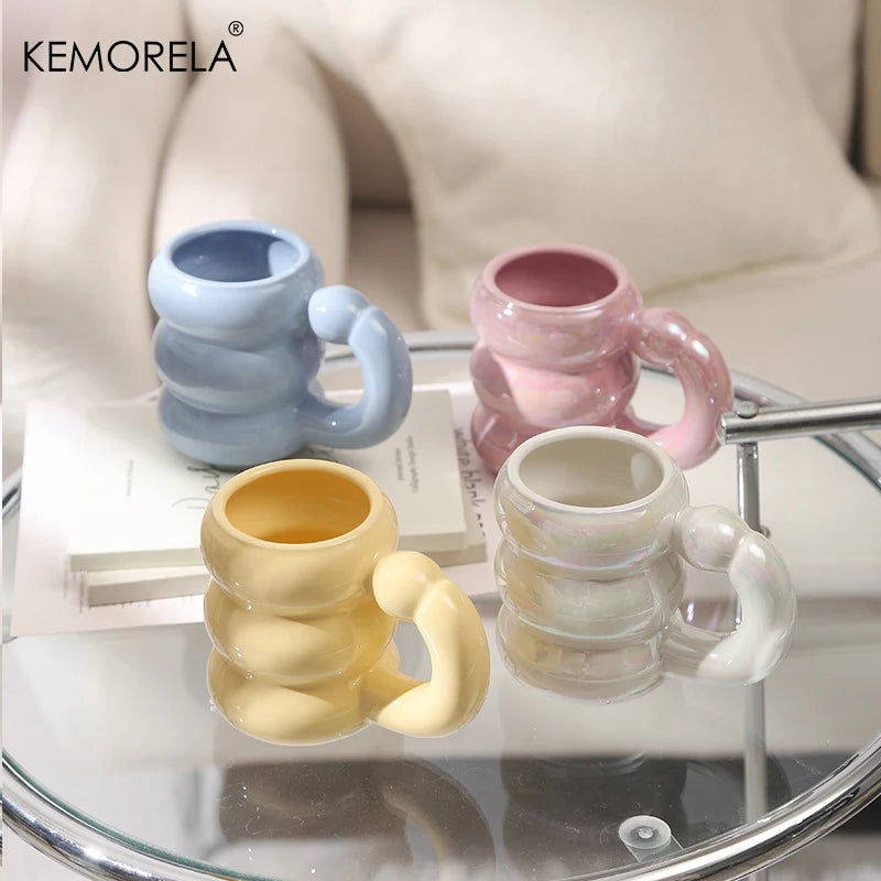 KEMORELA Ceramic Mug – Circle Bubble Design | Microwave Safe Ceramic Coffee Mug Axl