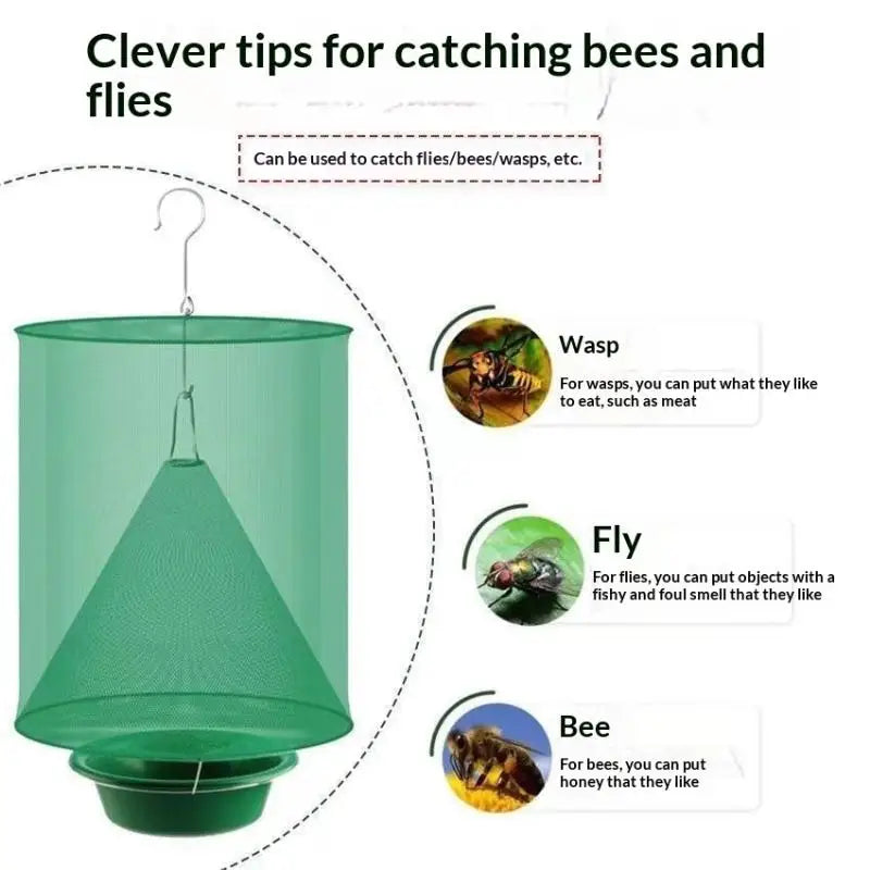 Hanging Fly Trap – Green Mesh Net for Garden, Farm & Patio Outdoor Fly Trap Axl